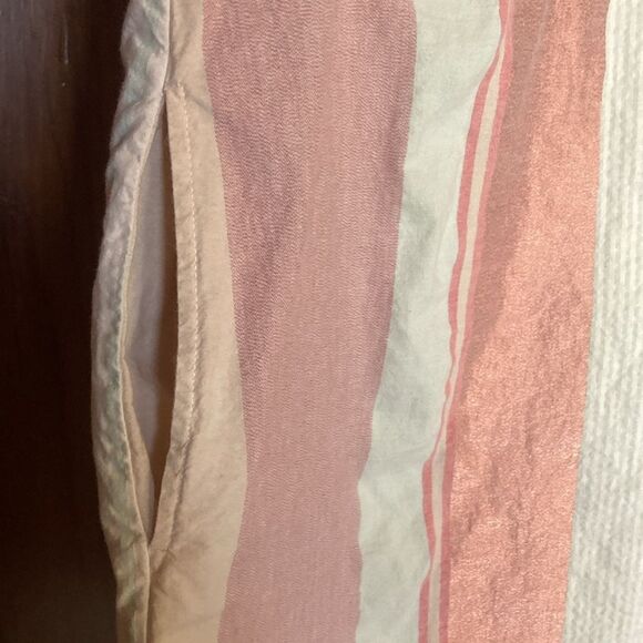 CASLON Striped Glitter Pink Blue Cotton Blend Pockets Knee Length Dress Size XS - Picture 4 of 10